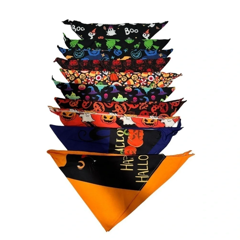SANWUTA Halloween Dog triangle Bandanas set of 10 Halloween print size XL